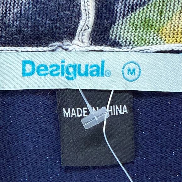 Desigual Beni Cardigan Sweater Women M Multicolor Floral Asymmetrical Boho Artsy - Picture 13 of 15